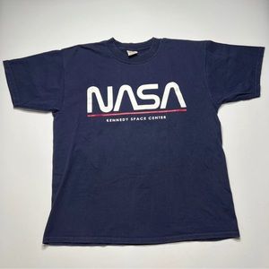 Vintage NASA Shirt Adult Large Blue Kennedy Space Station Men’s USA Made